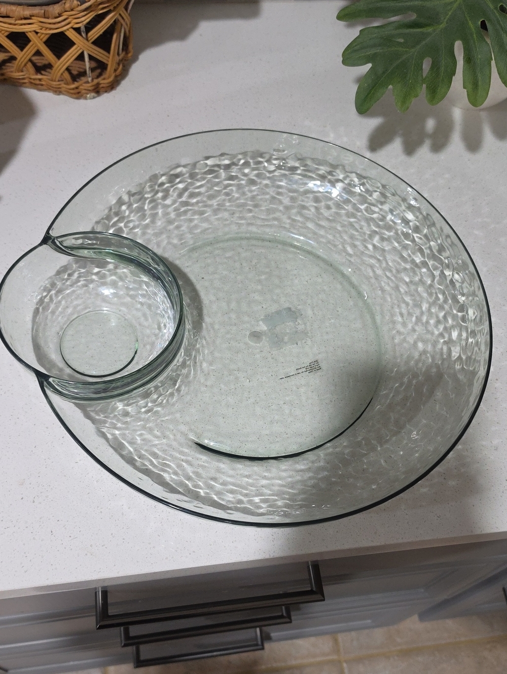 Clear Textured Melamine Chip & Dip Serving Bowl - Home Dining